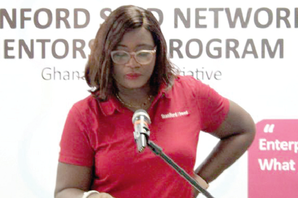• Ms Theresa Ayoade, a mentor, speaking at the mentorship event