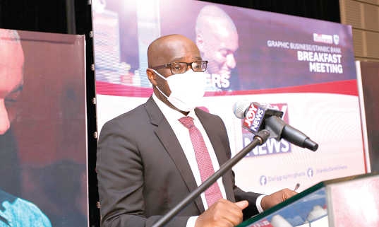 Mr Kwamina Asomaning, Chief Executive Officer, Stanbic Bank Ghana, delivering his opening remarks. Picture: NII MARTEY M. BOTCHWAY