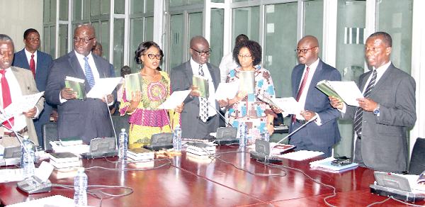 FLASHBACK: Some officials of public institutions swearing before the Public Accounts Committee