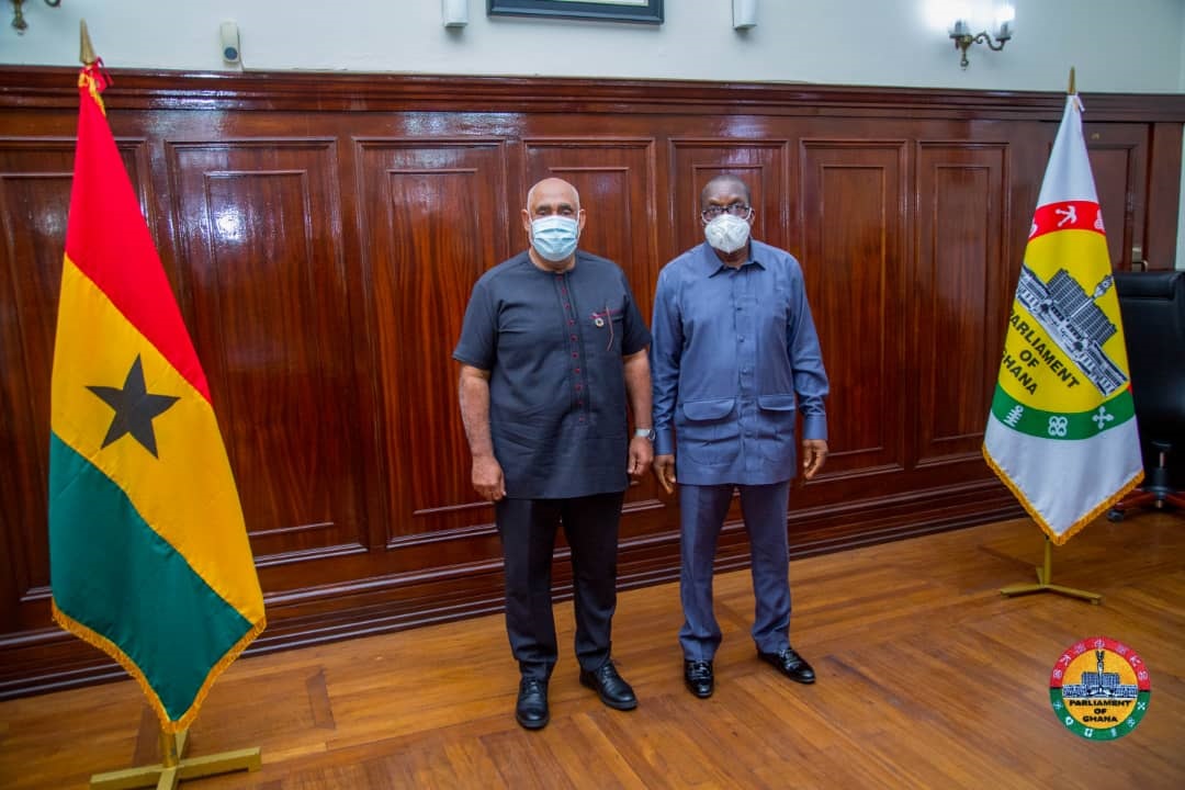 Mr Alban Bagbin, Speaker of Parliament, with Mr Charles Abran, the UN Resident Coordinator, after the visit