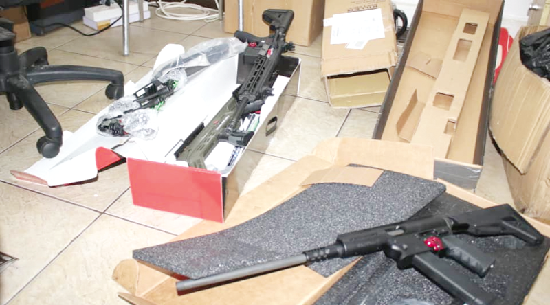 The weapons which were detected in a consignment of personal effects at the Golden Jubilee Terminal at the Tema Port. Picture: DELLA RUSSEL OCLOO