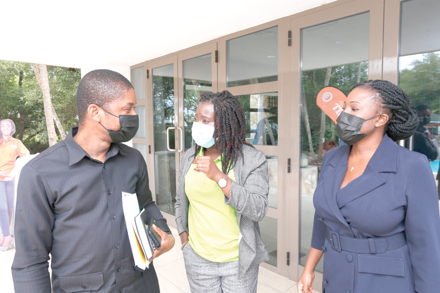 Mr Sampson Akligoh (left), Director, Financial Sector Division Ministry of Finance, with Mrs Abena Owusua Amponsah-Bio (middle), Senior National Coordinator, GIZ Programme Migration and Diaspora, and Ms Adwoa Oforiwa Owusu (right), Senior Economics Officer of the ministry. Picture: NII MARTEY M. BOTCHWAY