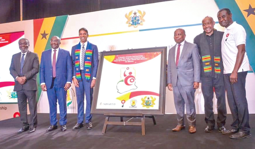Flashback: Vice-President Bawumia (2nd left) with other officials at the launch of the historic Ghana-Novartis partnership in Switzerland in 2019