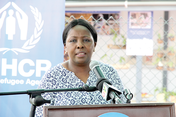 Ms Esther Kiragu, UNHCR representative in Ghana, addressing participants at the ceremony. Picture: ESTHER ADJEI