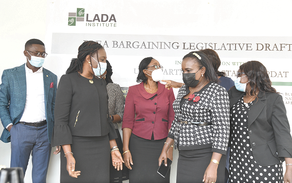  Mrs Yvonne Atakora Obuobisa (2nd left), Director of Public Prosecutions at the AG’s Department, interacting with some the participants in the validation workshop on the Draft Plea Bargaining Bill. Among them is Justice Afia Serwah Asare-Botwe (2nd right), Justice of the High Court. Picture: EBOW HANSON