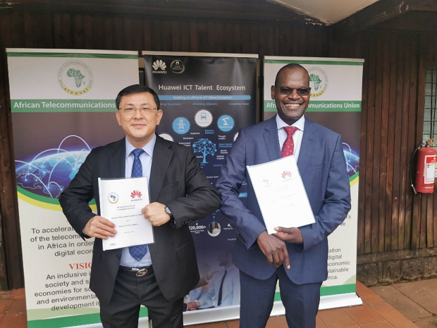 Left to right: Samuel Chen, Vice President at Huawei Southern Africa region, Mr. John OMO, Secretary-General of the ATU