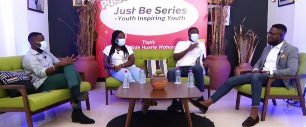 Mr Kelvin Agyei Darko (left), CEO of AJ Vanush Shoes, Ms Priscilla Korshie Sherrie, (2nd left) Founder, Love Kitchen and Delivery Guys, Mr Anthony Owusu Ansah, (2nd right), Founder and CEO, ShaQ Express, and Mr David Dei (right) moderatior during the Just Be Series 