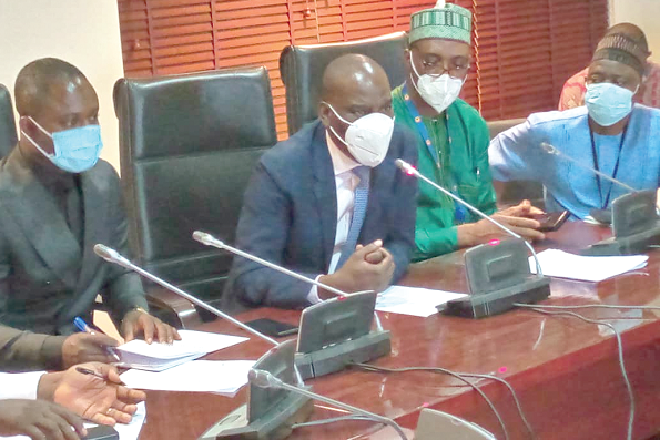 • Mr Haruna Iddrisu (2nd left) addressing the press conference