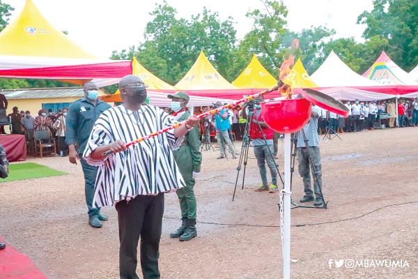 • Vice-President Dr Mahamudu Bawumia lighting the perpetual flame  to launch the 70th anniversary