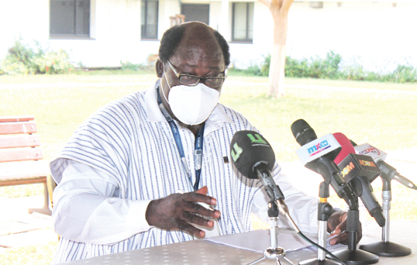 Prof. Abraham Kwabena Anang (left), the Director, Noguchi Memorial Institute for Medical Research, addressing the media