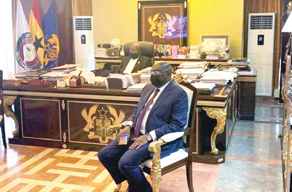  President Akufo-Addo and Vice-President Bawumia watched the delivery of the judgment together in the President's office