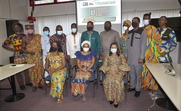  Dr Afua Asabea Asare (seated left), Chief Executive Officer of the Ghana Export Promotion Authority, with Prof. Akosua Adomako Ampofo (seated middle), the President of the African Studies Association of Africa, and Ms Josephine Ohene Osei (seated right), Director of Arts and Culture of the Ministry of Tourism, Arts and Culture, during the ceremony.  Picture: ESTHER ADJEI