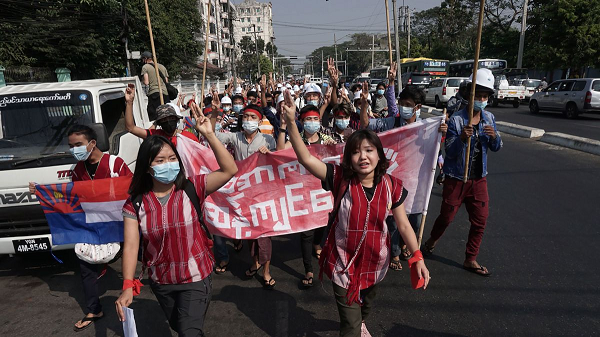 Five killed in Myanmar protests, civilian leader says people should defend themselves