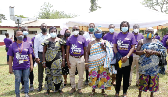 Dr. Stephen Kofi Ndede (4th right), General Manager of Perseus Mining Ghana Limited, and Nana Mintaa (3rd right), Queen Mother of Denkyira Gyaman, with other dignitaries