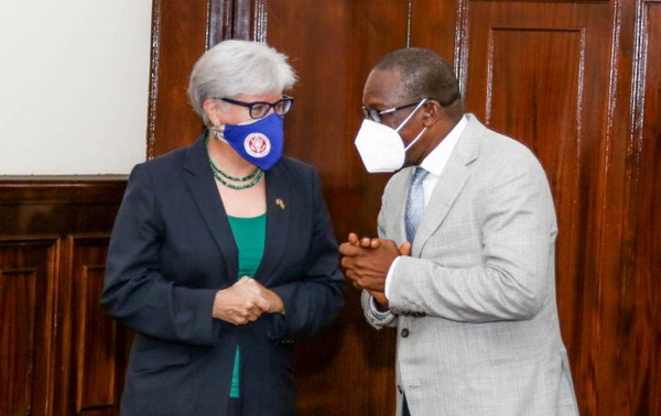 Mrs. Stephanie Sullivan, US Ambassador to Ghana and Alban Bagbin, Speaker of Parliament in a tete a tete