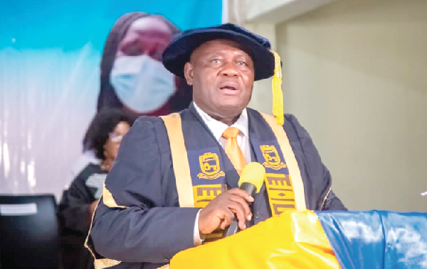 Prof. Samuel Nii Odai,  Vice Chancellor of ATU, speaking at the virtual matriculation ceremony