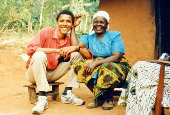 Former US President Barack Obama with his grandmother Sarah Ogwel Onyango Obama