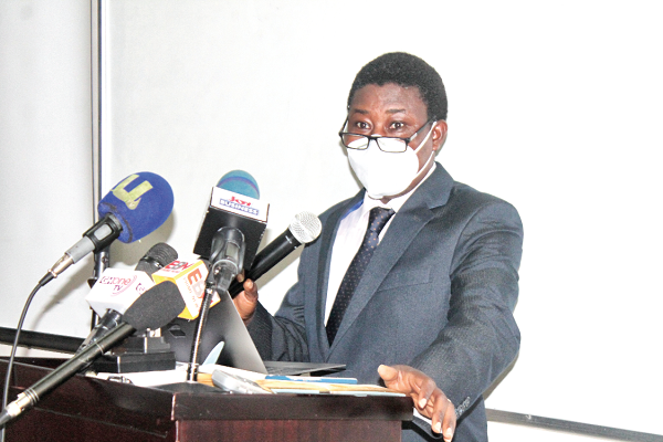 Prof. Justice Nyigmah Bawole (left), Dean, University of Ghana Business School (UGBS), addressing the participants. Picture: Maxwell Ocloo