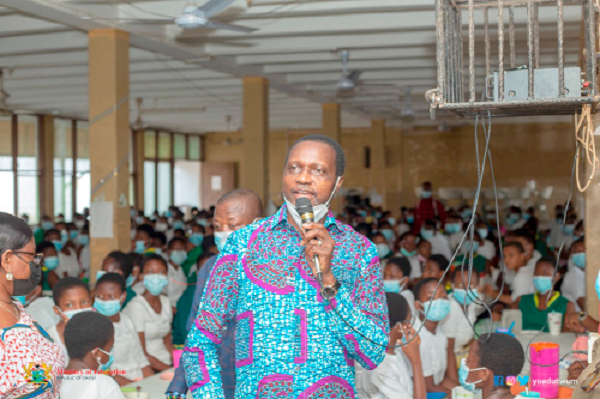  Dr Adutwum addressing students of Wesley Girls SHS