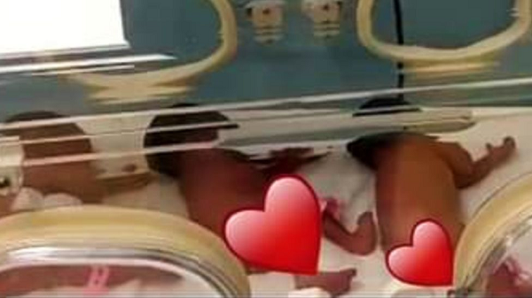 Mali's health ministry has posted this image of three of the nine babies born on Tuesday