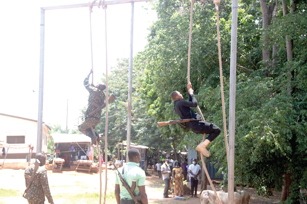 Some security personnel undergoing a drill