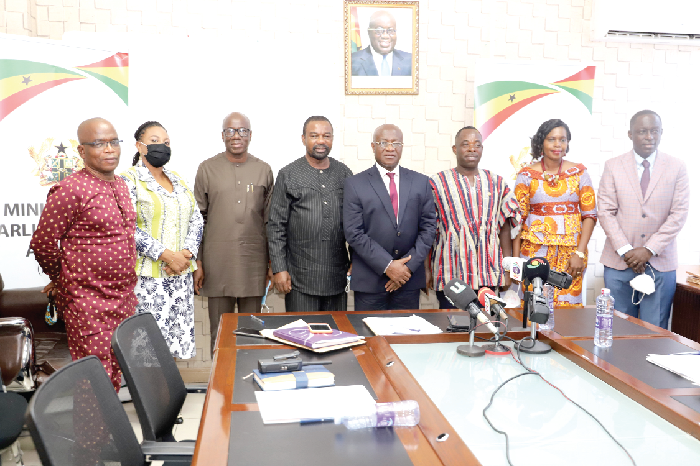 Mr Osei Kyei-Mensah-Bonsu (4th right), Minister of Parliamentary Affairs, with members of the board