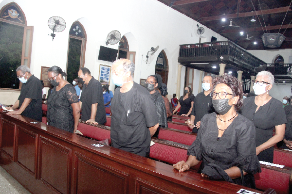 Some relatives of the late Dr Emmanuel Evans-Anfom and members of the Osu Salem congregation of the Presbyterian Church of Ghana at the service. Picture: BENEDICT OBUOBI