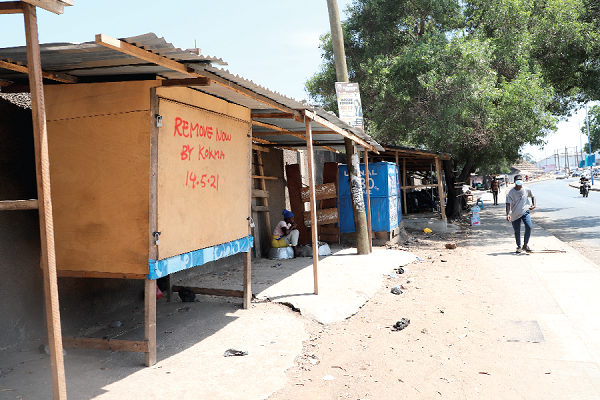 Some illegal structures earmarked for demolition today. Picture: EDNA SALVO-KOTEY