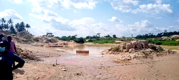 The river still had galamsey equipment on it but there were no sign of miners
