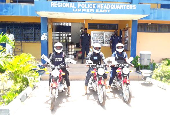 Some police personnel on the new motorbikes
