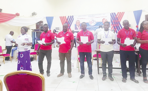 The newly elected executive of the Ho District GNAT taking an oath of office