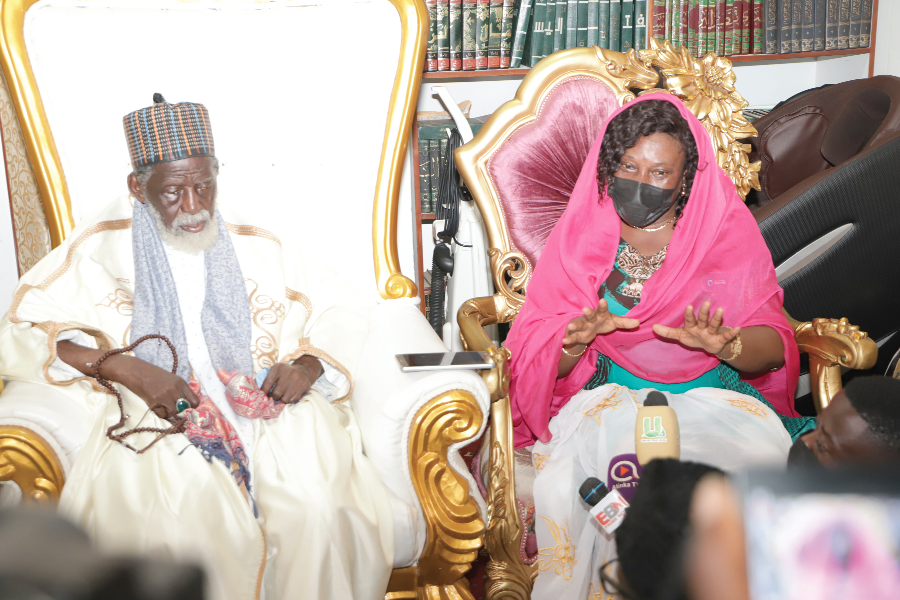Dr Charity Sarpong (right), Greater Accra Regional Director of Health Services making a statement at the meeting. Looking on is Sheikh Usman Nuhu Sharubutu, National Chief Imam.  Picture: EDNA SALVO-KOTEY