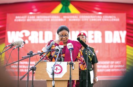 Mrs Rebecca Akufo-Addo delivering a speech on World Cancer Day in 2018