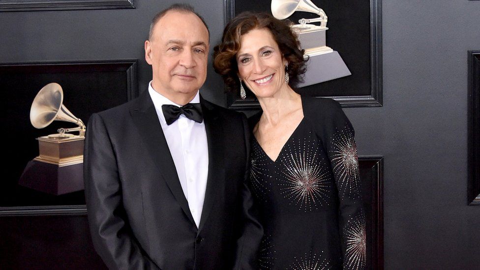 Sir Leonard Blavatnik and wife Emily Appelson at the Grammy Awards in 2018.