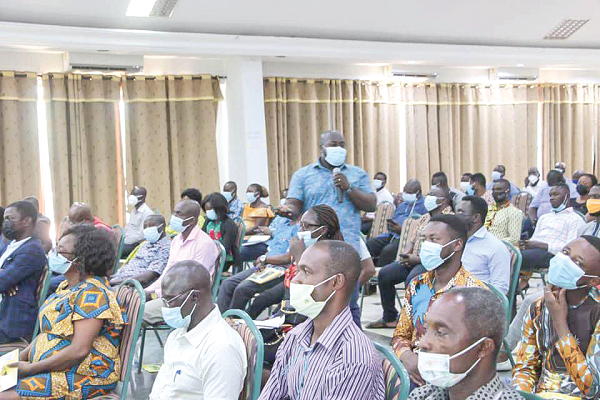 Mr Andy Asafo-Adjaye (with mic) of Noguchi Memorial Institute of Medical Research, addressing participants