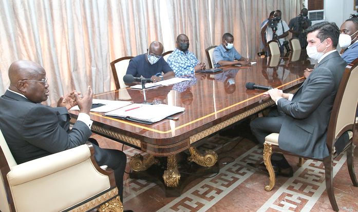  President Akufo-Addo (left) addressing a delegation from Volkswagen during a meeting at the Jubilee House. Picture: SAMUEL TEI ADANO