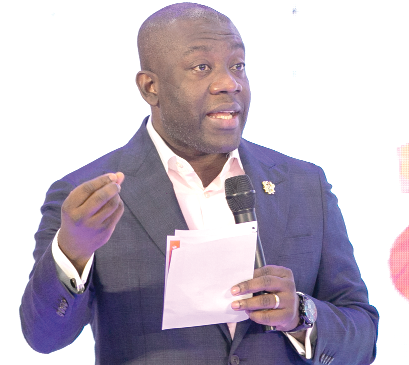 Mr Kojo Oppong Nkrumah, the Minister of Information, speaking at the launch of the “Amplified” project in Accra