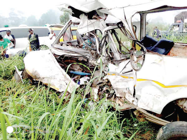 The mangled passenger bus