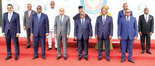 President Akufo-Addo (4th from right), ECOWAS Chairman, with Jean Claude Kassi Brou (3rd from left), President of the ECOWAS Commission, and other heads of state before the opening session. Picture: SAMUEL TEI ADANO