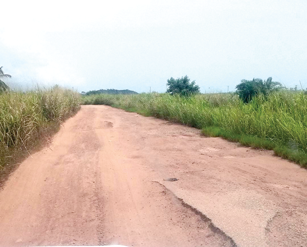 The poor road leading to the community