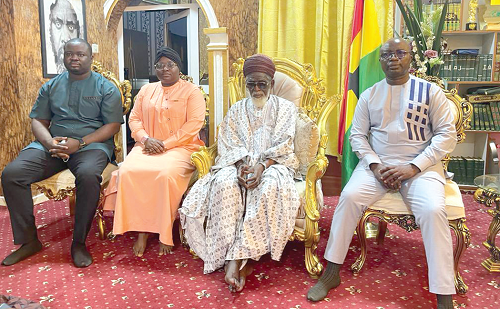 Shiekh Osmanu Nuhu Sharubutu (2nd from right) with Mr Osei Assibey Antwi (right), Mrs Gifty Oware-Mensah (2nd from left), and Mr Kwaku Ohene Gyan (left)