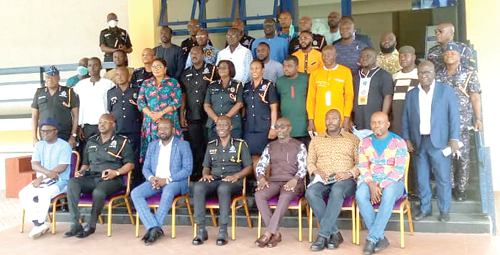  Dr George Akuffo Dampare (arrowed), with the leadership of the Ghana Football Association and club officials after the meeting in Accra