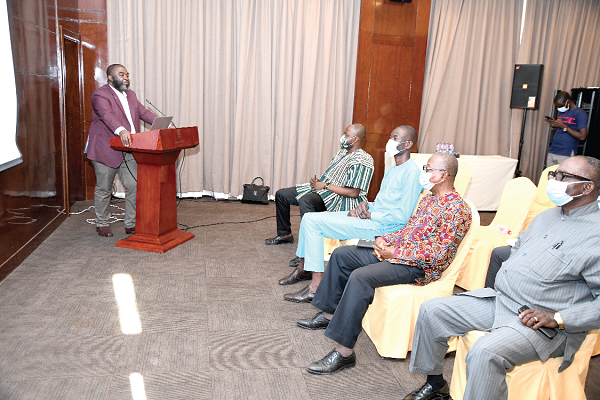 Mr David Ofosu-Dorte (left), Senior Partner of AB &amp; David Africa, delivering his presentation at the lecture in commemoration of World Town Planning Day 2021. Picture: EBOW HANSON 