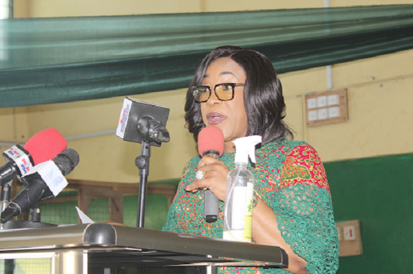Mrs Shirley Ayorkor Botchwey, Minister of Foreign Affairs, addressing the launch in Accra. Picture: Patrick Dickson 