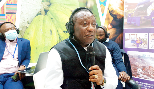 Dr Henry Kwabena Kokofu, Executive Director of the Environmental Protection Agency, speaking at the event in Glasgow, Scotland