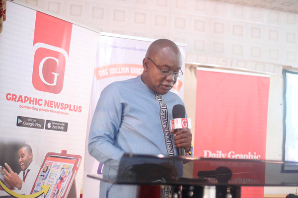 Mr Zakaria Alhassan, the Chief Sub-Editor of the Daily Graphic, addressing the sanitation dialogue on behalf of the editor, Mr Kobby Asmah