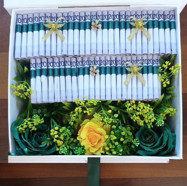 GH¢20 notes packed in a gift box