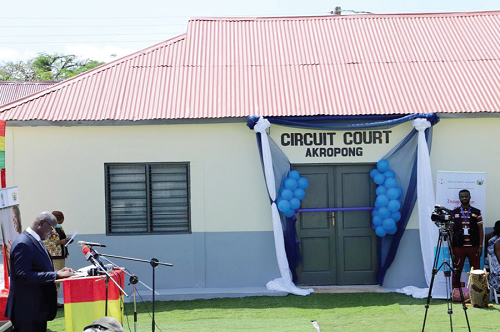 Justice Anin Yeboah (Chief Justice) speaking at the inauguration of the court building. 