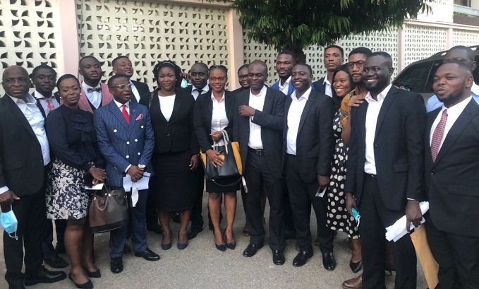 The students and their lawyers after the meeting with the GLC
