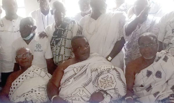 Nii Ayi-Bonte (seated middle) with the Gbese Stool Council members
